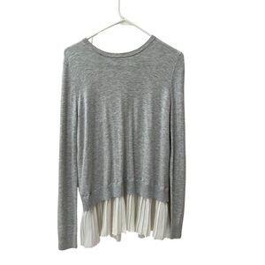 Chelsea Gray Sweater with Ivory pleated detail - size Small